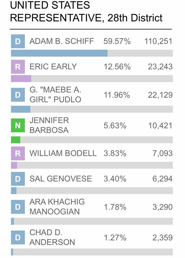 U.S. House of Representatives 28th District results